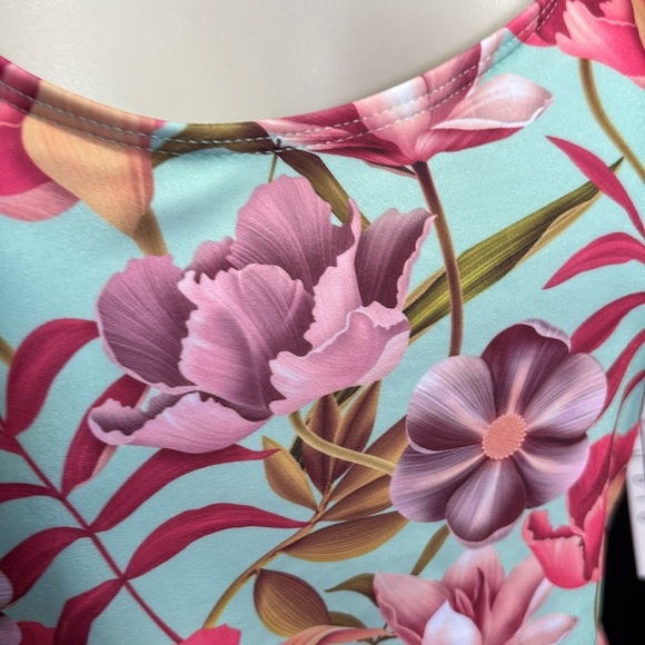 Nicole Miller Leaf Cascade print scoop neck/back,padded 1 piece swimsuit,summer - Picture 3 of 11